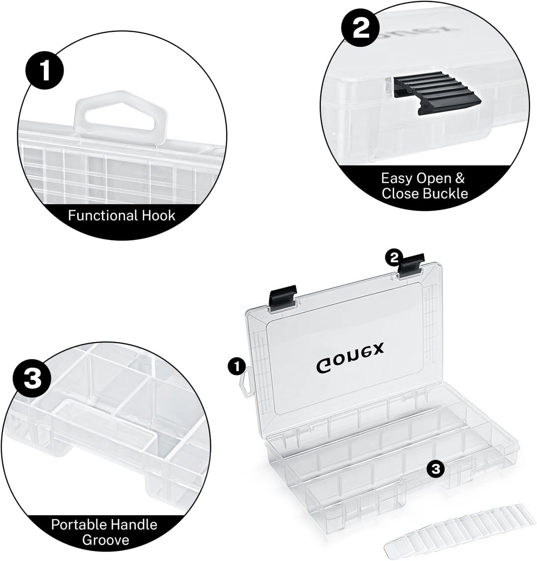 Gonex Köderboxen Angeln, Tackle Boxes 3/4 Stück, Transparente Kunststoff Angelbox mit Verstellbaren