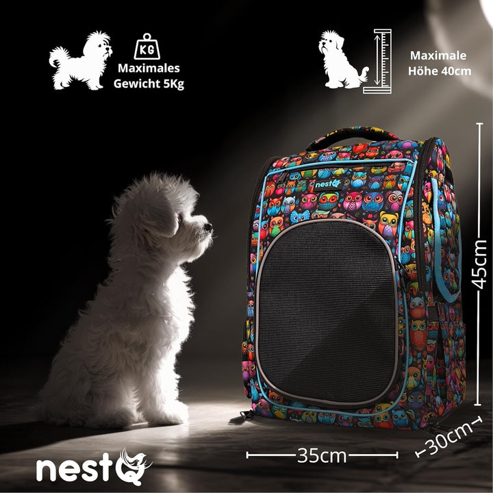Rucksack für Hunde und Katzen, Maxim 5kg, Ergonomischer Träger mit Belüftung, Transport-Rucksack, Pa