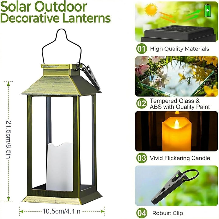 Yowin Solarlaterne für Aussen 2 Stück Solarlampen Garten mit Flammeneffekte Kerze, Hängend Solar Lat