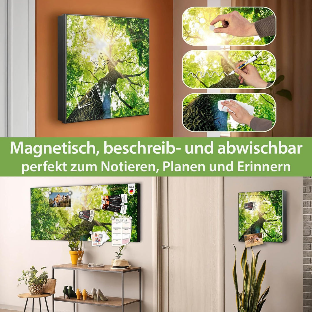 banjado Grosser Schlüsselkasten Metall - Schlüsselbox 30x30cm mit 32 Haken - Schlüsselkasten modern
