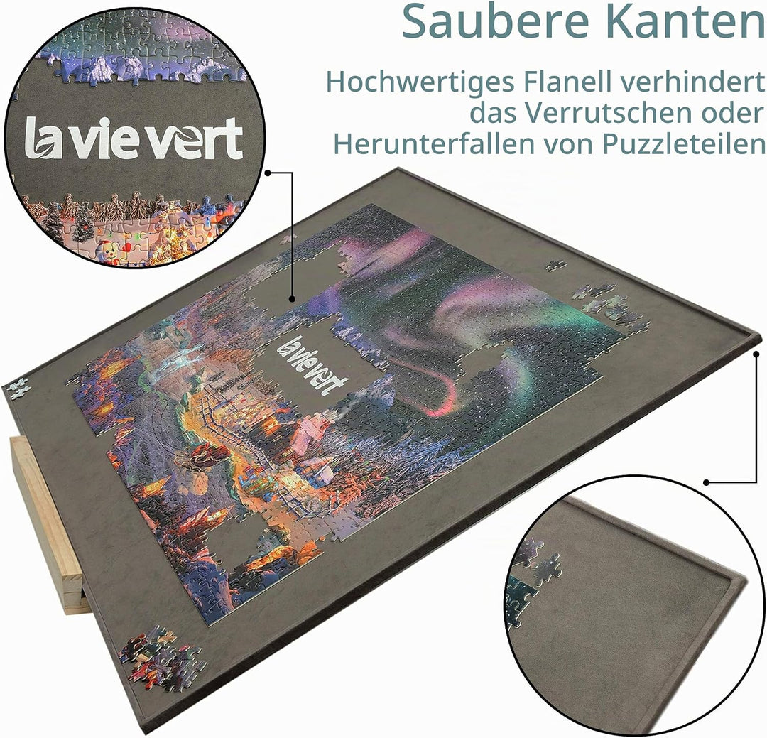 LAVIEVERT Holzpuzzle-Brett, Puzzle-Aufbewahrung, Puzzle-Sparer mit Rutschfester Oberfläche für bis z