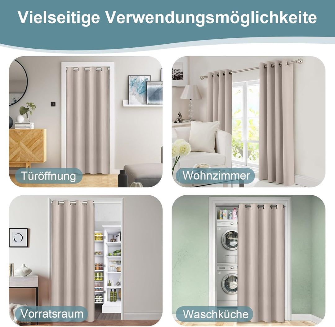 Lapalife Blackout Türvorhang mit Ösen,Raumverdunkelung Thermisch isolierter Vorhang Drapierung für T