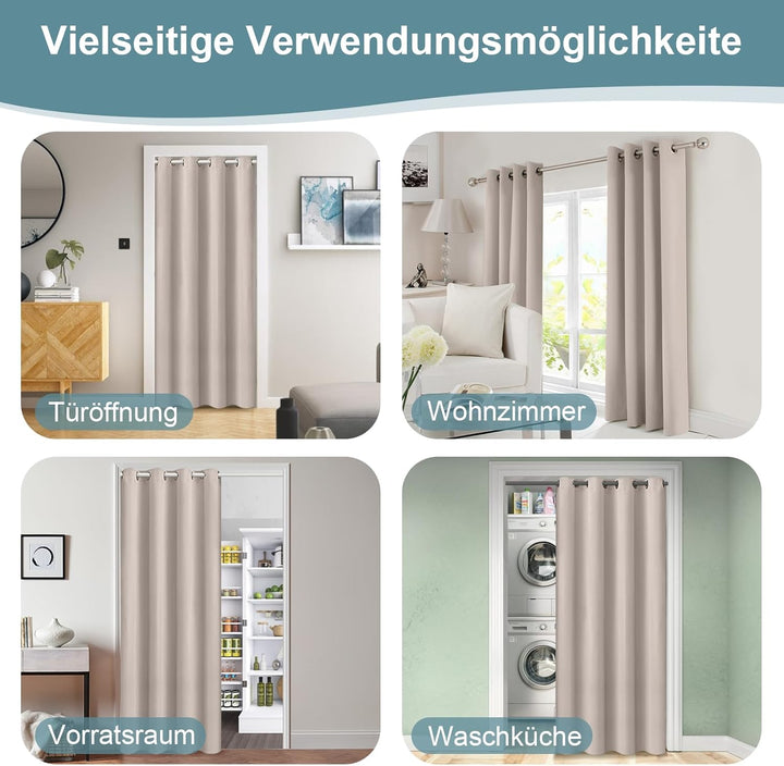 Lapalife Blackout Türvorhang mit Ösen,Raumverdunkelung Thermisch isolierter Vorhang Drapierung für T
