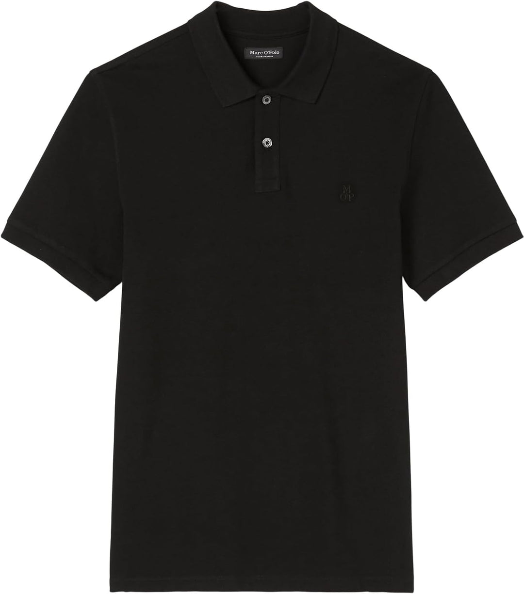 Marc O'Polo Herren Kurzarm-Poloshirt aus Bio-Baumwolle Regular Fit M Schwarz, M Schwarz