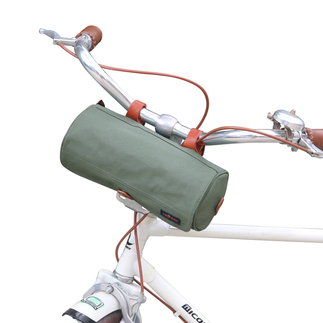 Tourbon Fahrradtasche für Lenker, wasserdicht, Leinen, mit Schultergurt Grün, Grün
