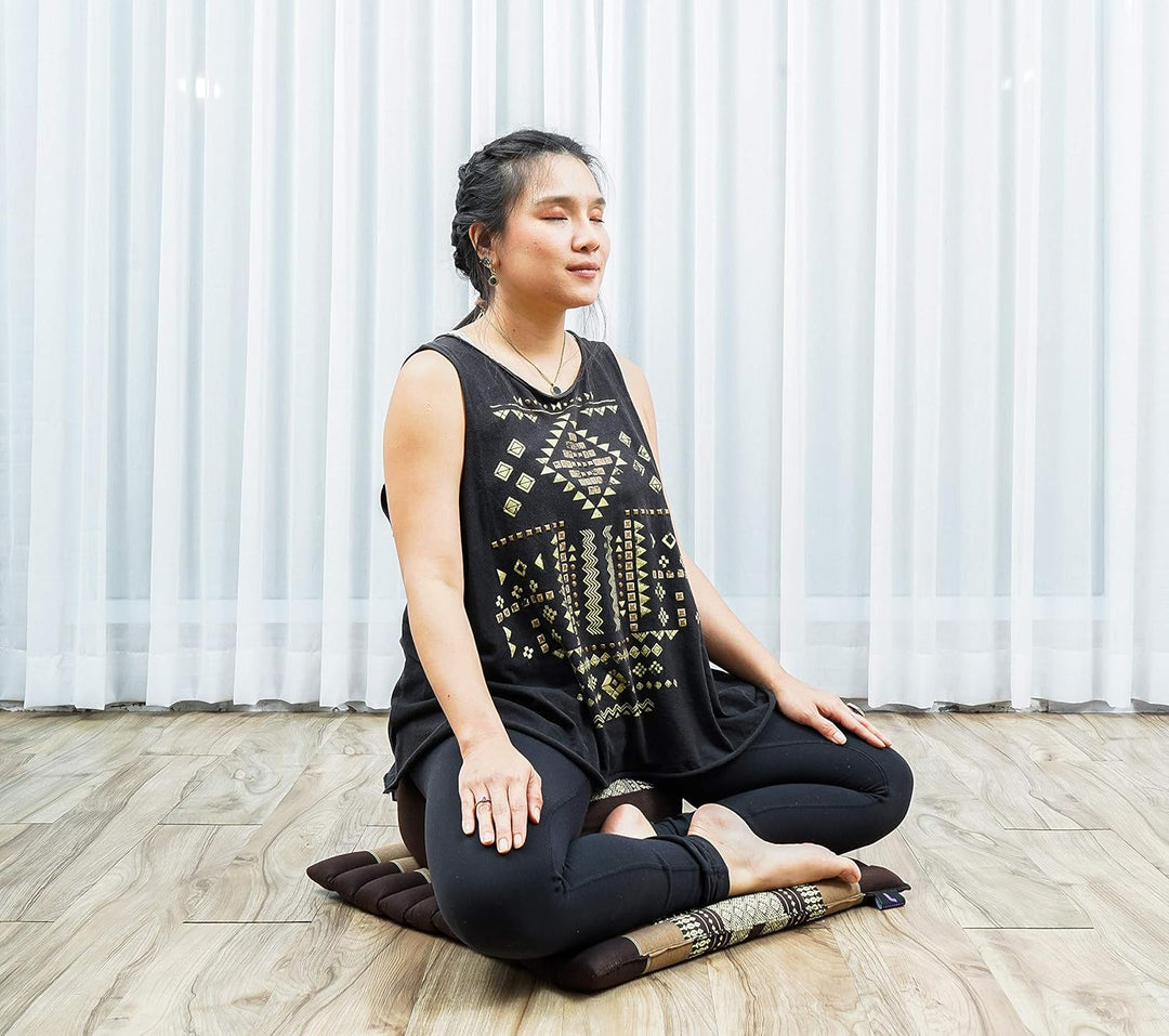 Leewadee Meditationsset Yogaset aus Meditationskissen Zafu und Kleiner rollbarer Sitzmatte Zabuton Ö