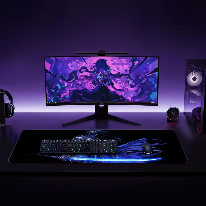 XXL Gaming Anime Mauspad 900x400 mm - Kanten vernäht, wasserfest | Mousepad für Gamer &amp; Büro - gross