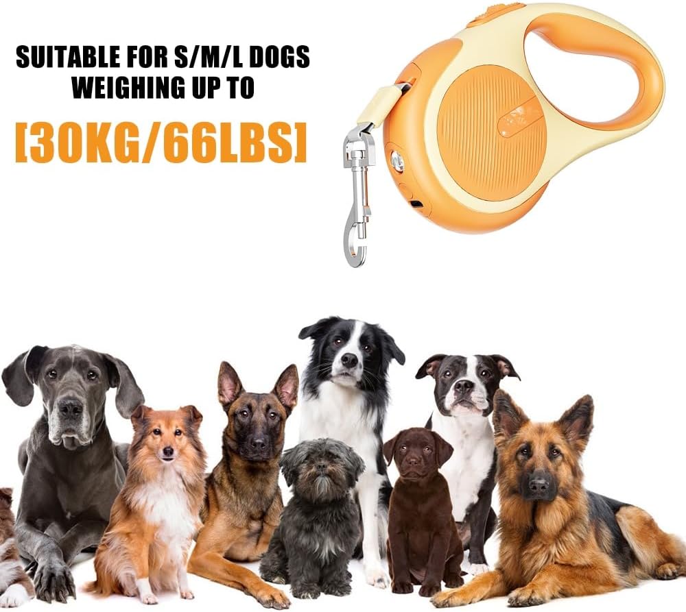 Einziehbare Hundeleine Mit Licht - 3m/5m Ausziehbare Leine für Kleine, Mittelgrosse und Grosse Hunde