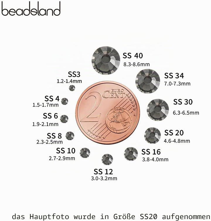 Beadsland 288 Stück Hotfix Strasssteine, Hitzefix Strasssteine zum Basteln, Hotfix Kristallrunde Ede