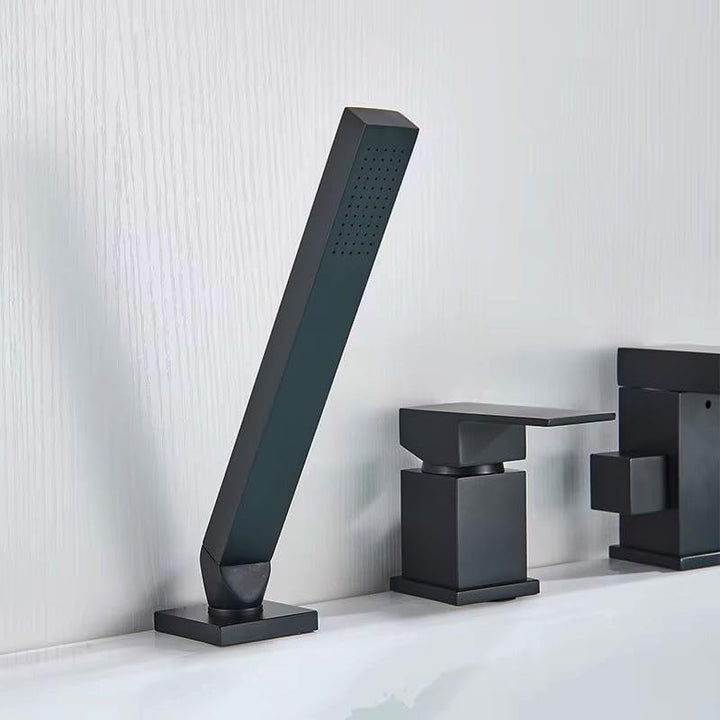 Rea Badewannenarmatur GLEN BLACK 3 ELEM Wasserhahn Badewanne Einhebel Wannenarmatur mit Handbrause B