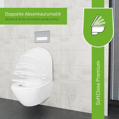 LUVETT® WC-Sitz D230 D-Form Weiss mit Absenkautomatik SoftClose, EasyClean (abnehmbar), Duroplast, e