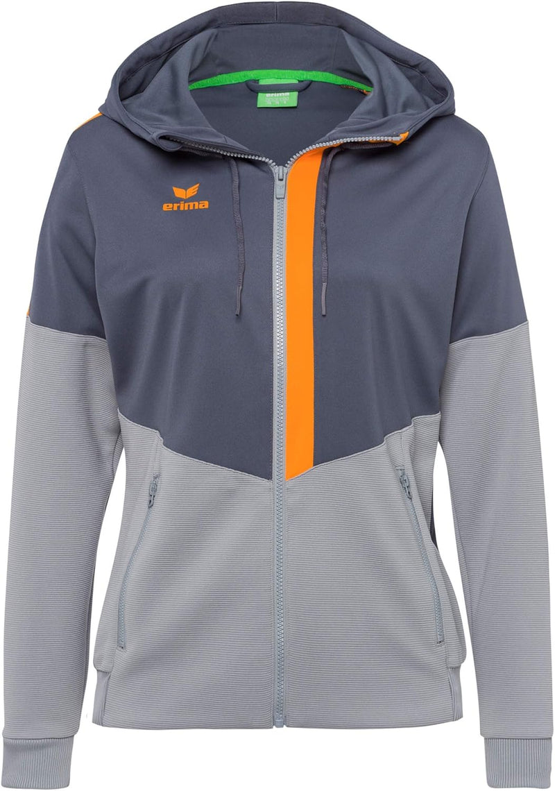 Erima Damen Squad Trainings Jacke 42 Slate Grey/Monument Grey/New Orange, 42 Slate Grey/Monument Gre