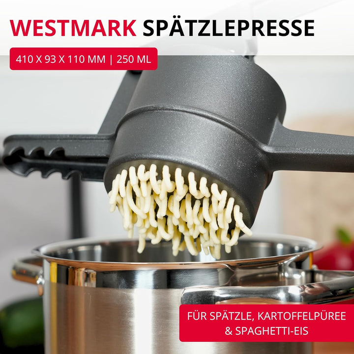 Westmark Spätzle- und Kartoffelpresse Spätzlepress "Special Dark Edition", Länge: 41 cm, mit runder