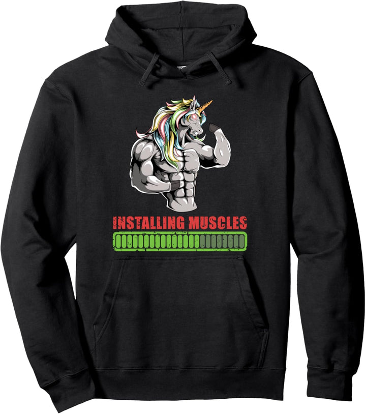 Unicorn Powerlifter Workout Gym Installation Muskel Lifting Pullover Hoodie