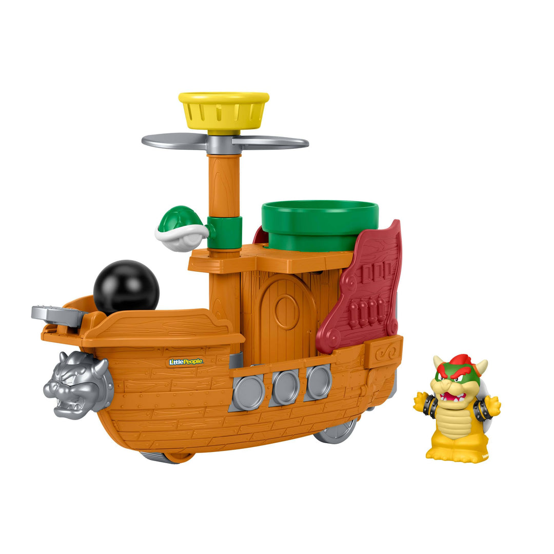 Fisher-Price Little People Kleinkindspielzeug My Mario Bowser-Luftschiff-Spielset mit Figur für Roll