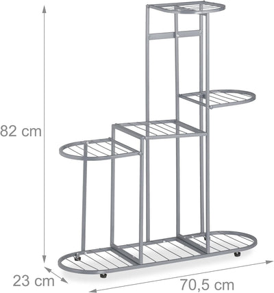Relaxdays Blumentreppe Metall, für 7 Topfpflanzen, Blumenregal innen & aussen, HBT: 82x70,5x23 cm, P