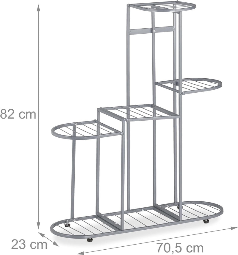 Relaxdays Blumentreppe Metall, für 7 Topfpflanzen, Blumenregal innen & aussen, HBT: 82x70,5x23 cm, P