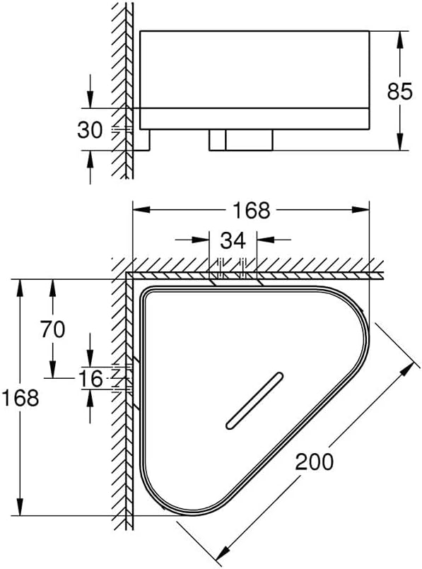 GROHE Selection - Eck-Duschablage mit Halterung (verdeckte Befestigung, langlebige Oberfläche), chro