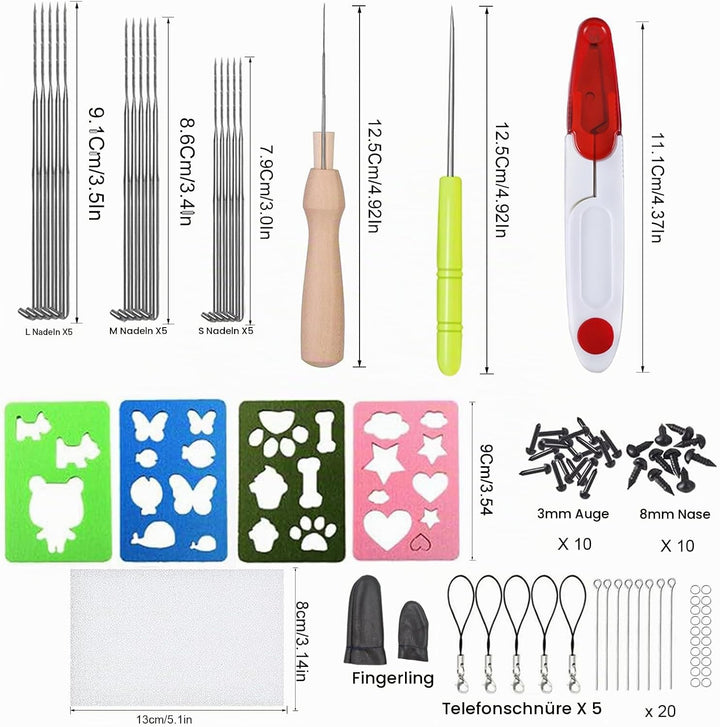 selliner Filz Set, Nadelfilz Set mit 40 Farben Filzwolle Roving,Komplettes Filzset für Anfänger mit