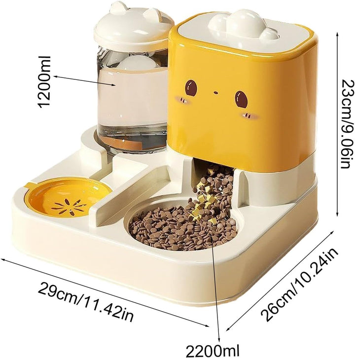 Automatischer Katzenfutter und Wasserspender Set | 2-in-1 Katzenfütterer | 1.5L Wasserspender und 2.