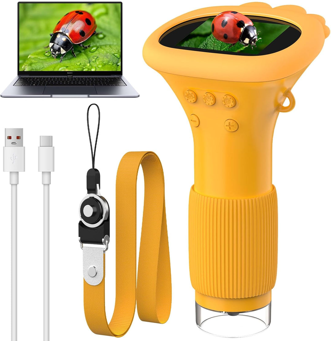 OUTACT Digital Microscope für Kinder, Mikroskop Handy mit 8 Einstellbaren LED Lichts,50-1000x Digita