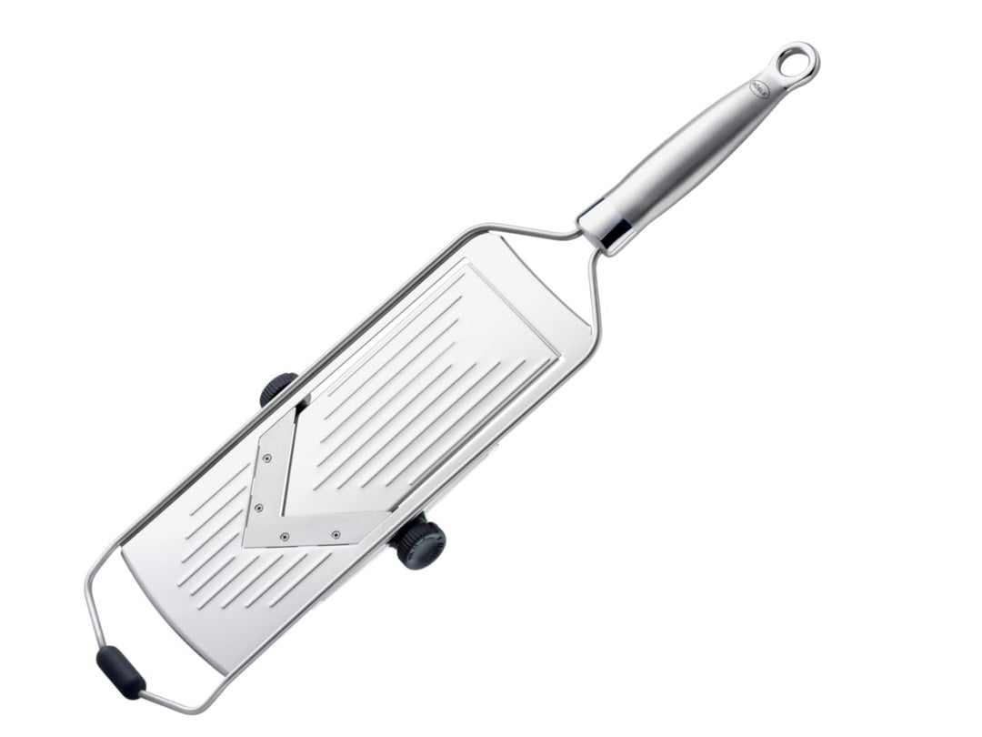 RÖSLE Hobel mit V-Klinge, Hochwertiger V-Hobel für Gemüse wie Gurken oder Tomaten, 5 Schnittstärken,