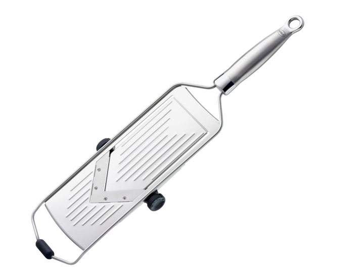 RÖSLE Hobel mit V-Klinge, Hochwertiger V-Hobel für Gemüse wie Gurken oder Tomaten, 5 Schnittstärken,