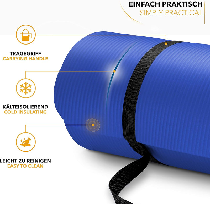 TRESKO Yogamatte Phthalatfrei - Gymnastikmatte rutschfest, Pilatesmatte Fitnessmatte mit Tragegurt,