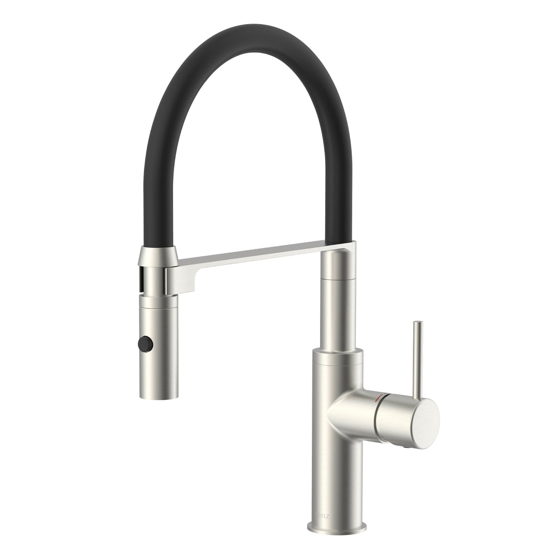 Lenz Küchenarmatur NALU in nickel-matt - flexible Geschirrbrause mit 2 Strahlarten - Zweistufige Was
