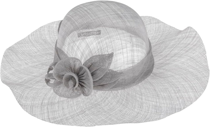 Seeberger Jella Flower Sinamay Strohhut Damenhut Anlasshut Sinamayhut 54-57 Grau, 54-57 Grau