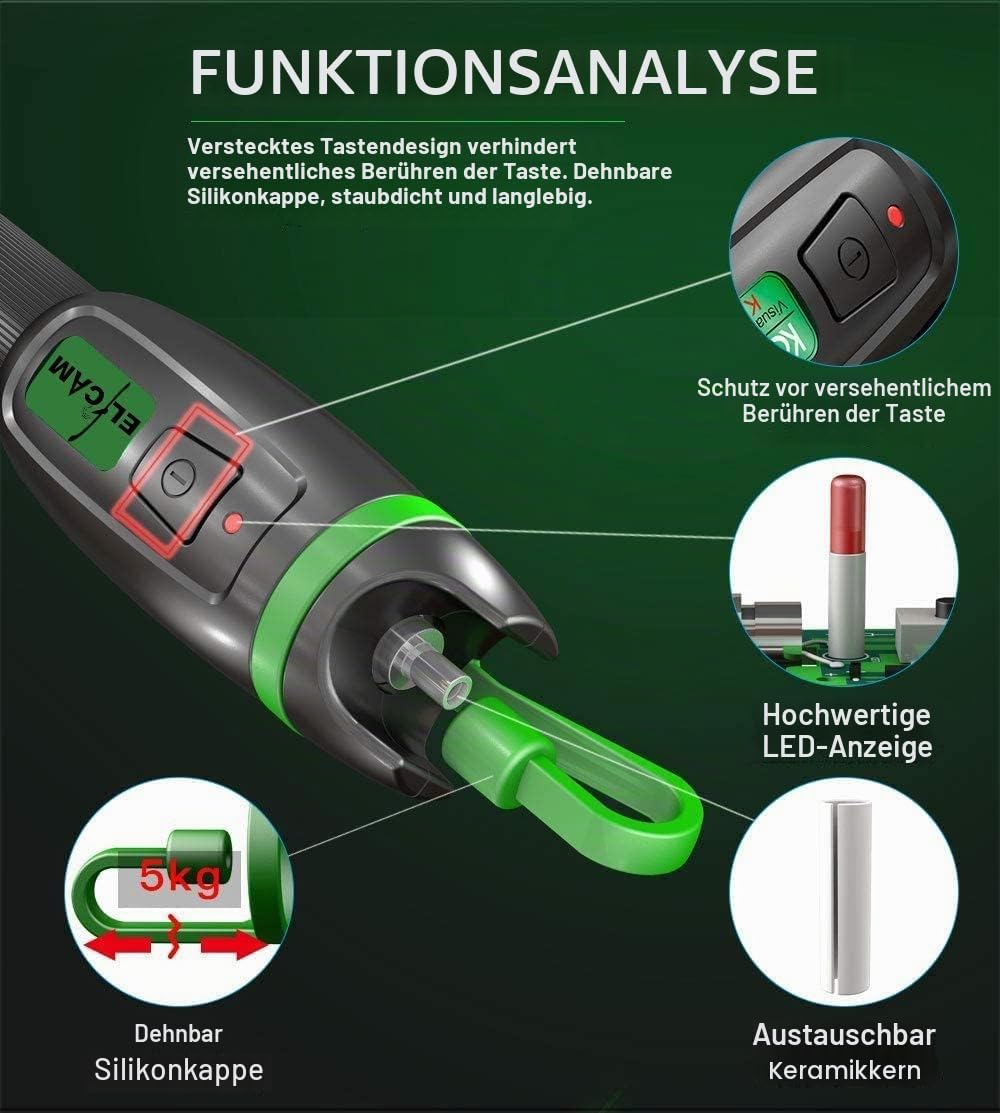 Elfcam® - Glasfaserkabel Tester, 30mW 30KM Visuelle Fehlersuche für LWL LC SC FC ST E2000, Glasfaser
