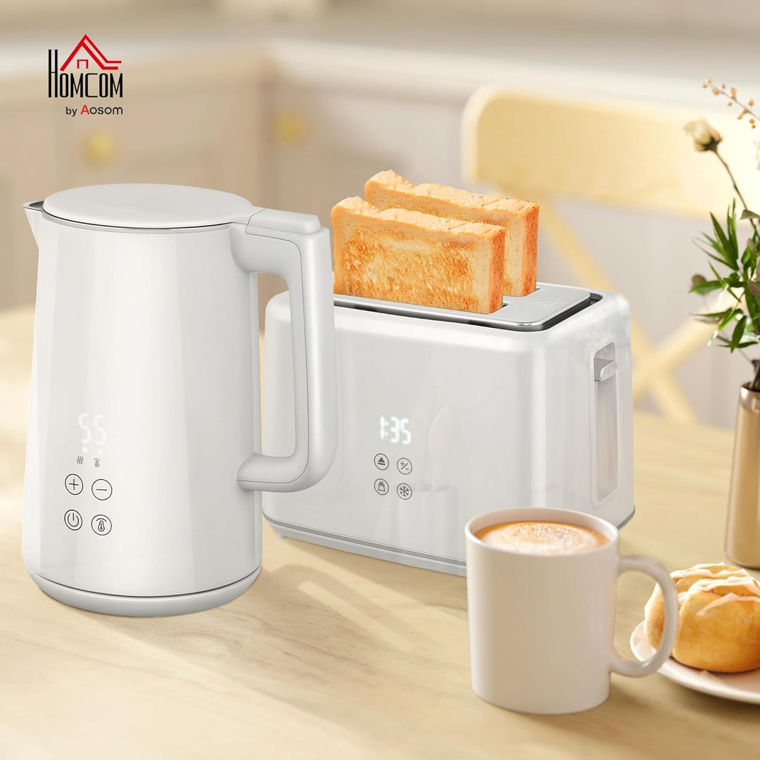 HOMCOM Wasserkocher Toaster Set Edelstahl 1,5L 2200W Wasserkocher automatischer mit Abschaltung 2 Sc