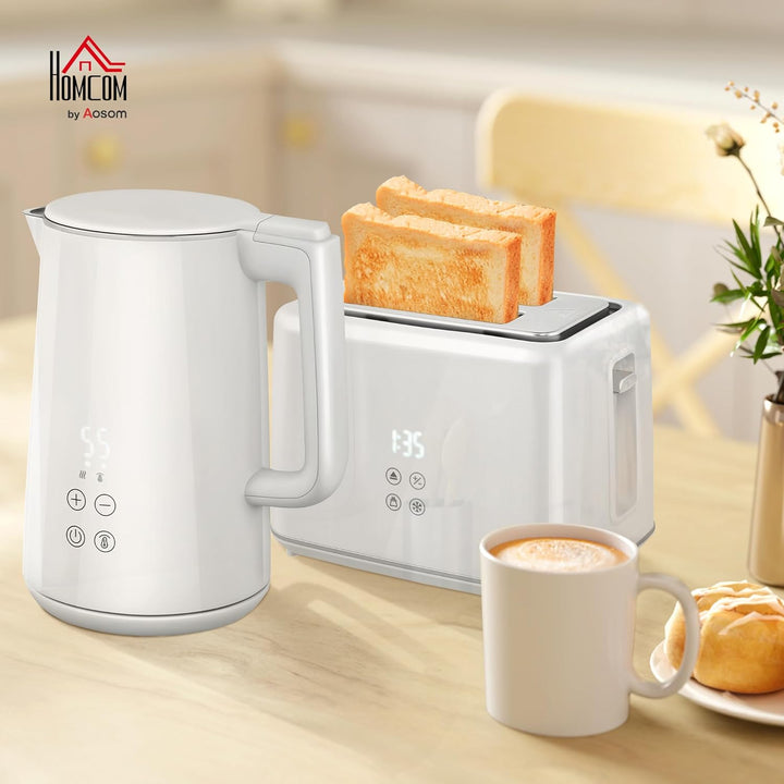 HOMCOM Wasserkocher Toaster Set Edelstahl 1,5L 2200W Wasserkocher automatischer mit Abschaltung 2 Sc