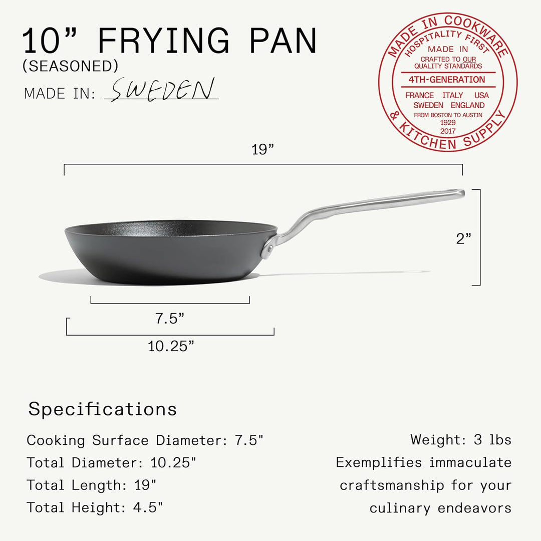 Made In Cookware – Gewürzte 25,4 cm blaue Bratpfanne aus Karbonstahl – (wie Gusseisen, aber besser)