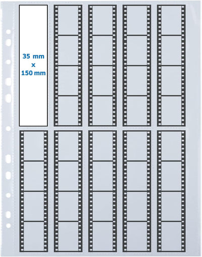 HERMA 7768 Negativhüllen 35mm für Ordner, 100 Stück je 10 Kleinbild Streifen à 4 Bilder, Negativarch