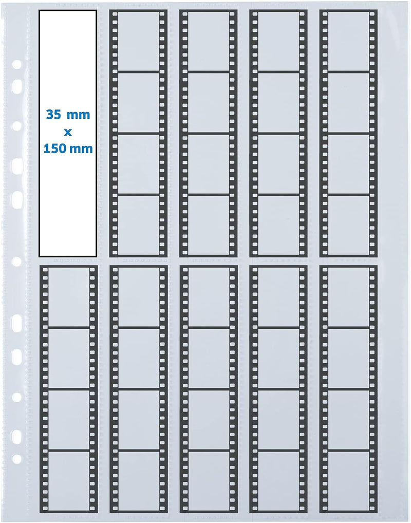 HERMA 7768 Negativhüllen 35mm für Ordner, 100 Stück je 10 Kleinbild Streifen à 4 Bilder, Negativarch