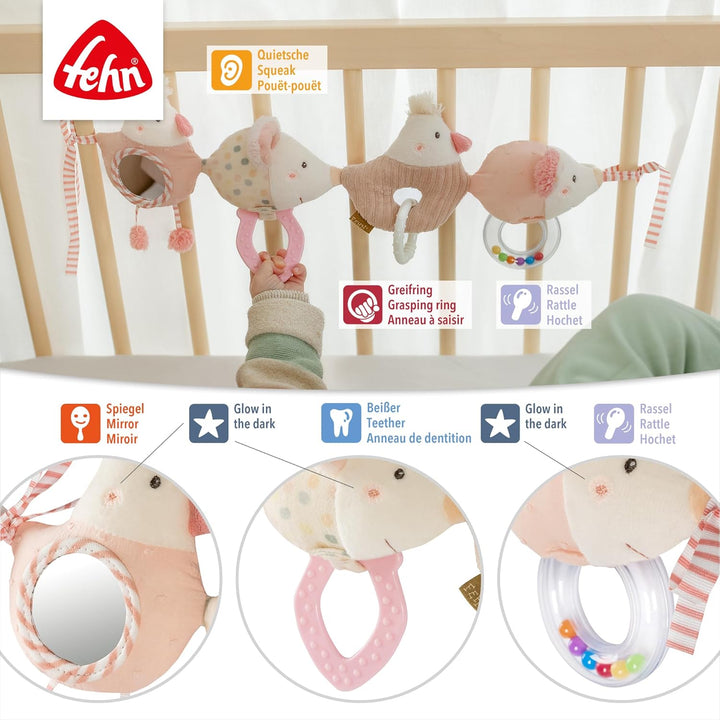Fehn Kinderwagenkette feehnLAND, Babyspielzeug mit Rassel und 2 Klemmen | Flexibel an Kinderwagen, B