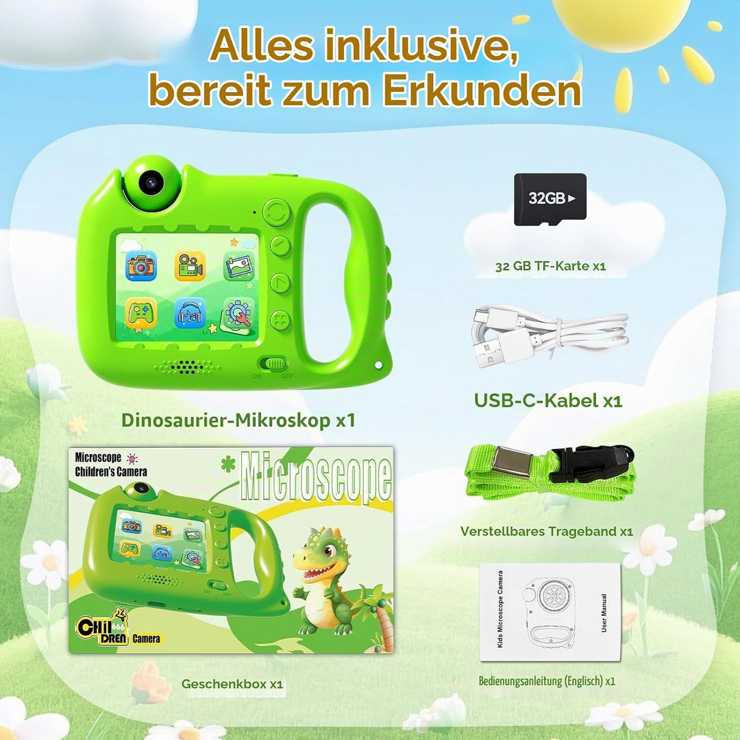 Mikroskop für Kinder, 1000X 4K Tragbares Digitales Mikroskop mit 2,4″ IPS-Display &amp; 8 LED, Lernspiel