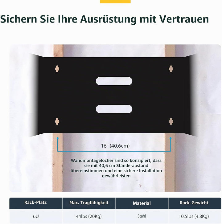 StarTech.com 6HE Netzwerkschrank 19 Zoll 6HE für Wandmontage - 14 Zoll tief - kleiner serverschrank/