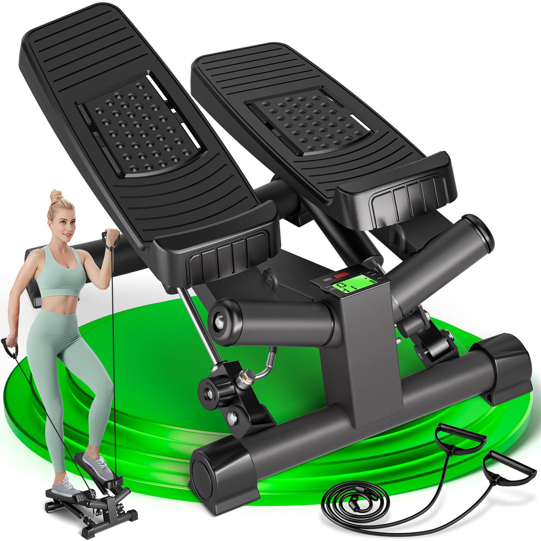Ultrasport Stepper für Zuhause I Mini Stepper Fitness, 2 in 1 Up-Down Swing Stepper mit Power Ropes