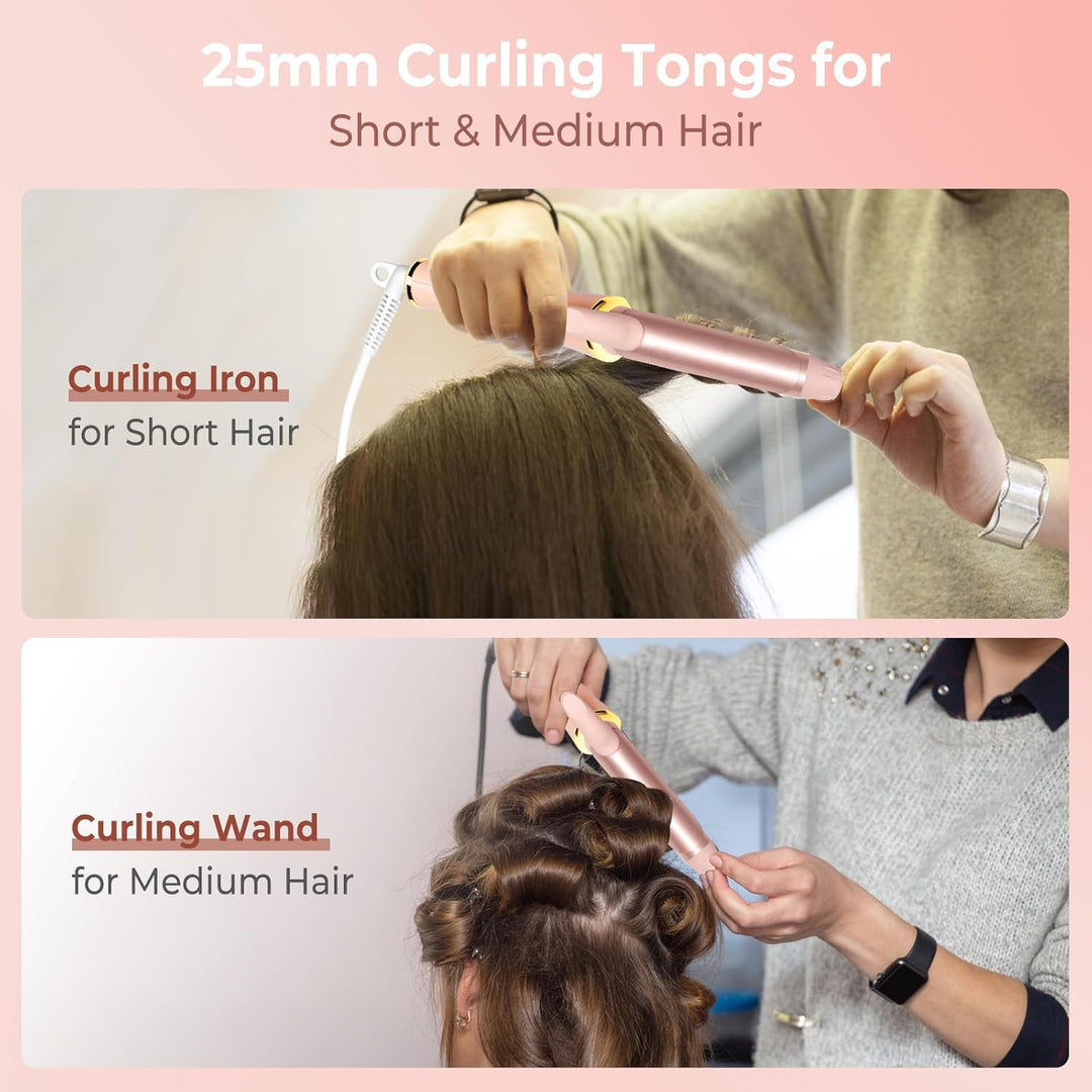 25mm lockenstab für kurze haare, Reise Lockenstabs mit LCD Display, 5 Temperatur Einstellbar 120-200