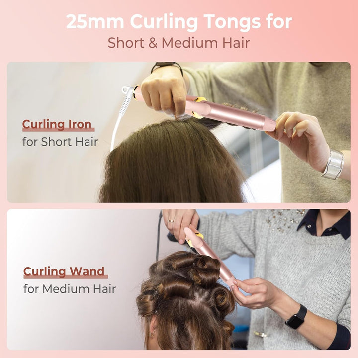 25mm lockenstab für kurze haare, Reise Lockenstabs mit LCD Display, 5 Temperatur Einstellbar 120-200