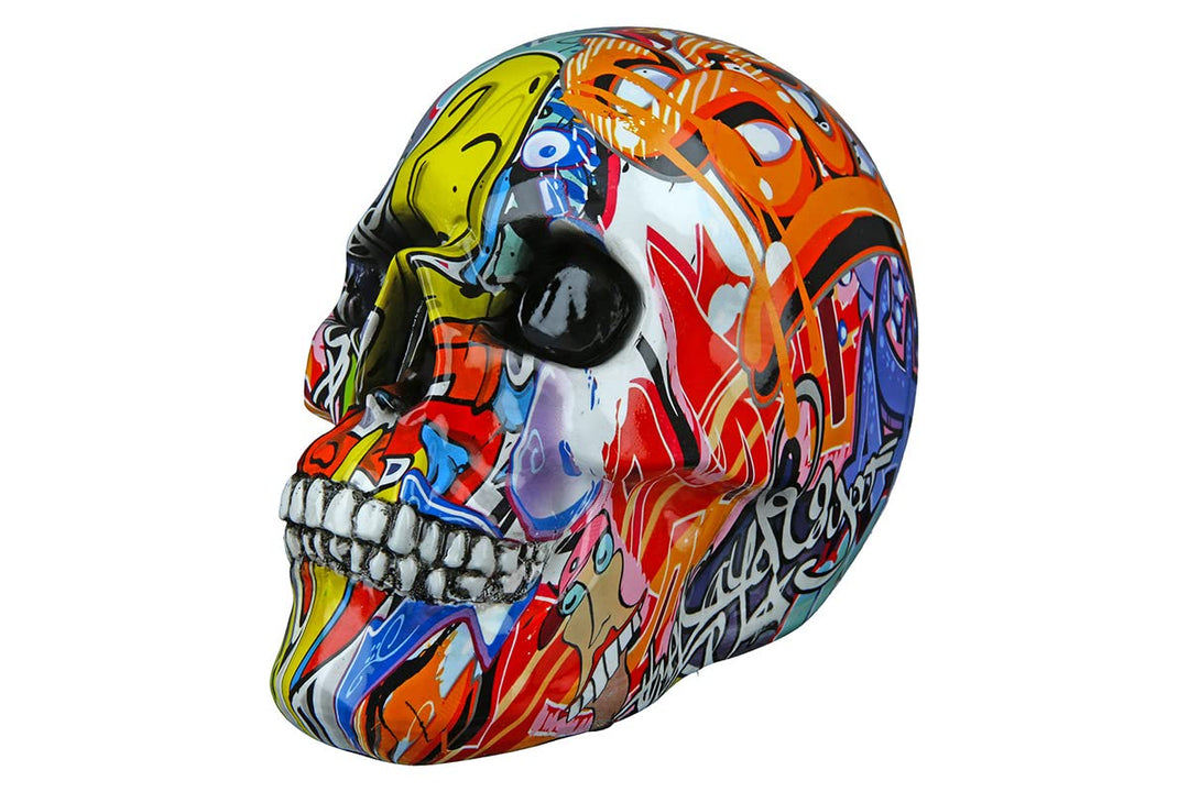 GILDE Dekofigur Totenkopf Street Art bunt 11x19x15 cm Poly Graffiti-Design, Mehrfarbig