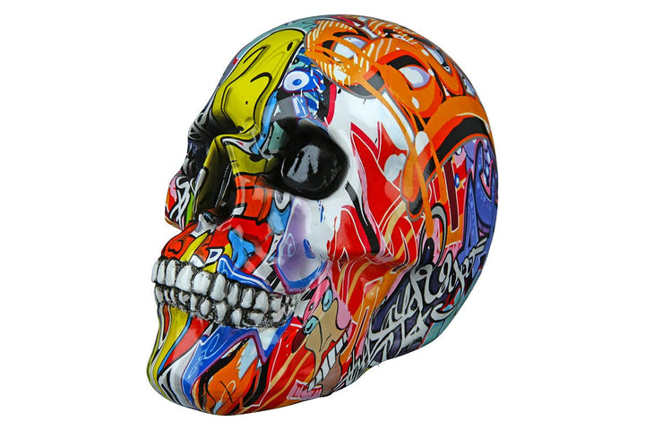 GILDE Dekofigur Totenkopf Street Art bunt 11x19x15 cm Poly Graffiti-Design, Mehrfarbig