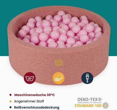 MEOWBABY Bällebad Baby - Rund 90x30cm Ballgruben für Kinder mit 200 Bälle, Boucle, Rosa: Alles Paste