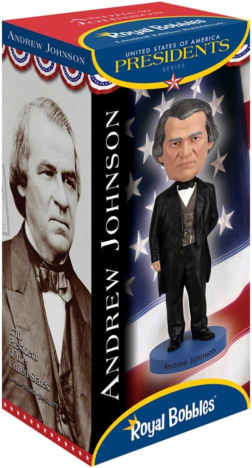 Royal Bobbles Andrew Johnson Wackelkopf-Statue zum 17. Präsidenten der Vereinigten Staaten, Sammlers