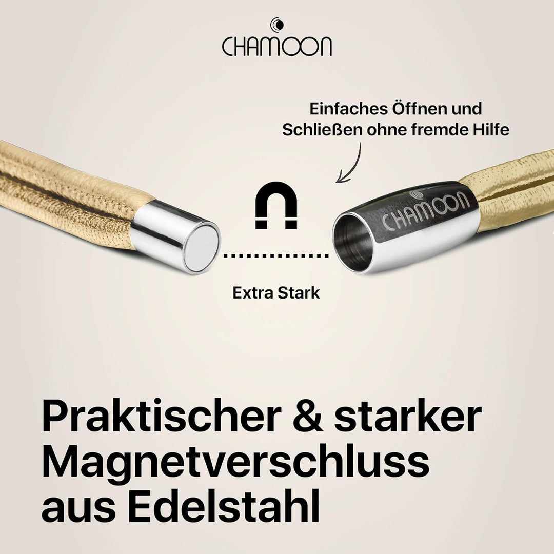 CHAMOON® Premium Lederarmband für Damen | Besonders fein & weich | Praktischer Magnetverschluss aus