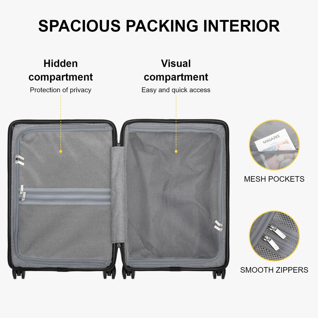 LEVEL8 Koffer Trolley, Rollkoffer Reisekoffer Hartschalen 4 Rollen, Spinner Handgepäck,TSA, 100% PC,