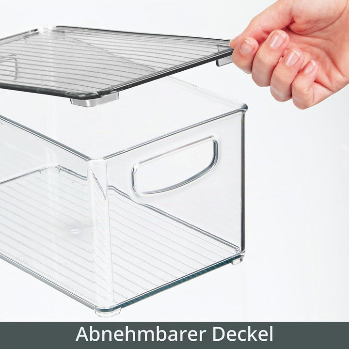 mDesign 2er-Set Aufbewahrungsbox mit Griffen – Kühlschrankbox mit Deckel zur Lebensmittelaufbewahrun