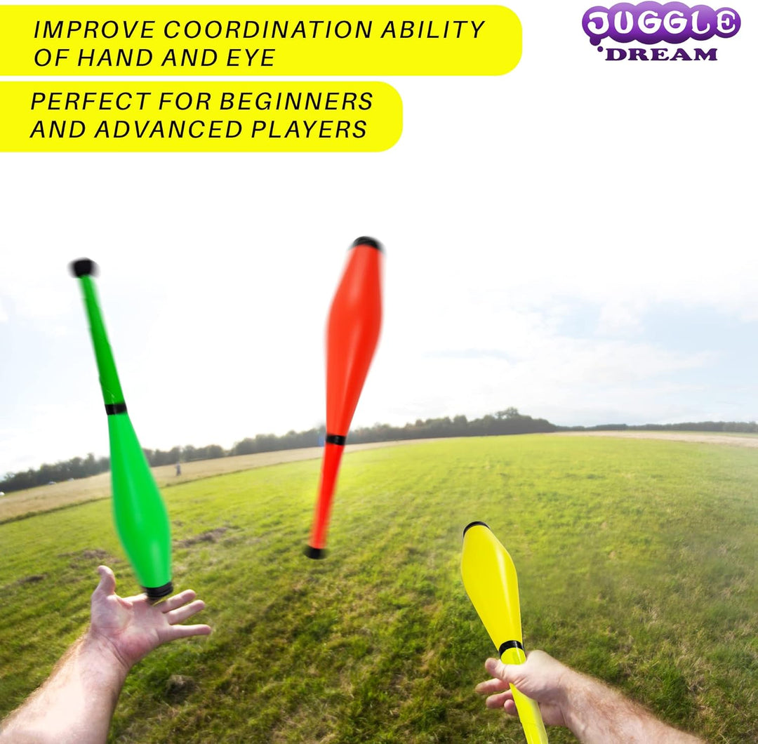 3 x JuggleDream Jonglierschläger Orange, Gelb, Grün, Orange, Gelb, Grün